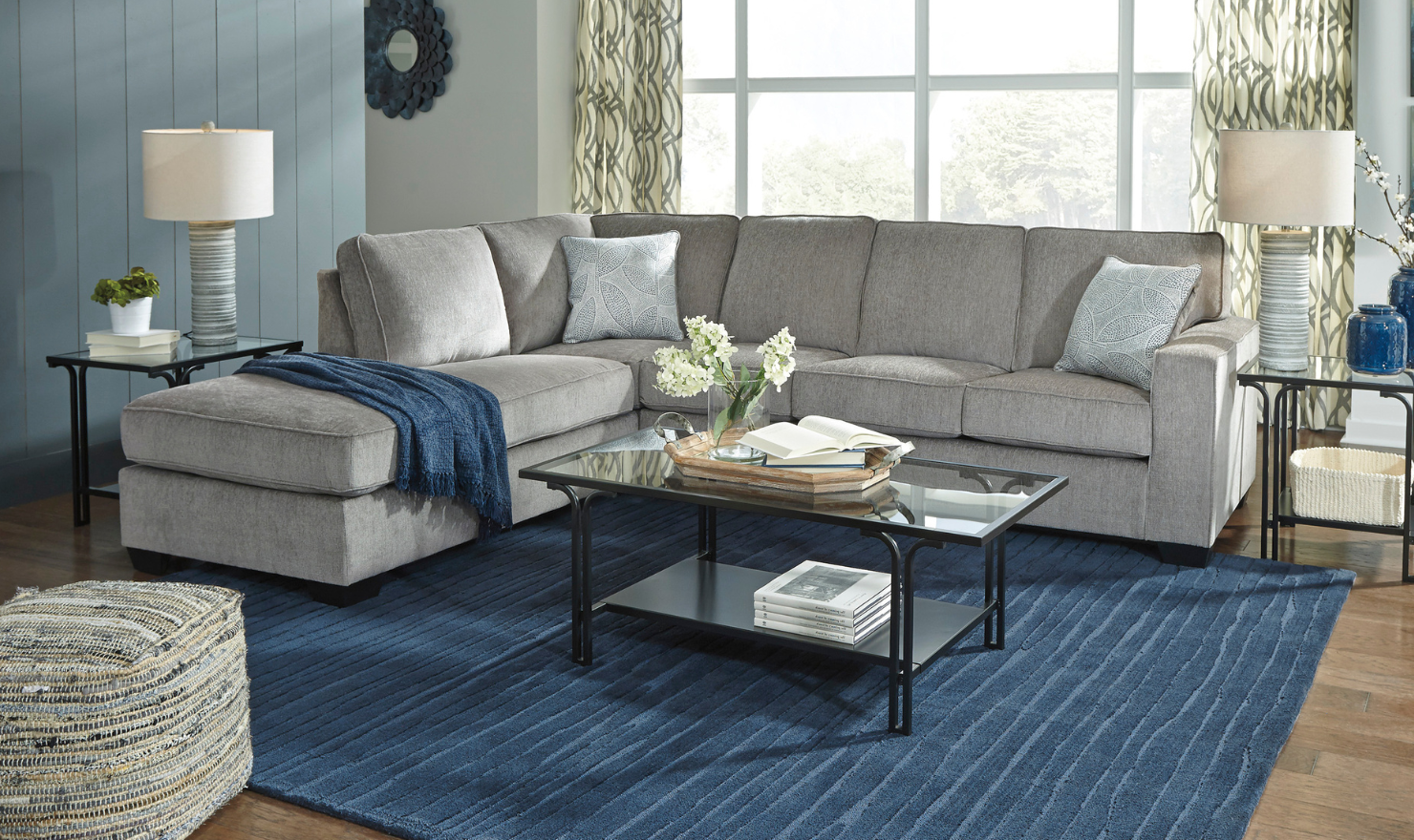 Altari L-shaped Fabric Sectional with Track Arms-Jennifer Furniture 