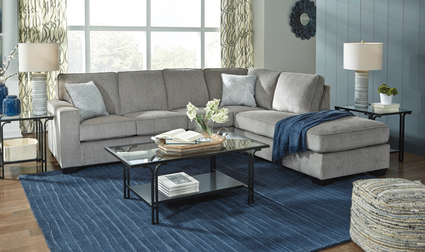 Altari L-shaped Fabric Sectional with Track Arms-Jennifer Furniture 