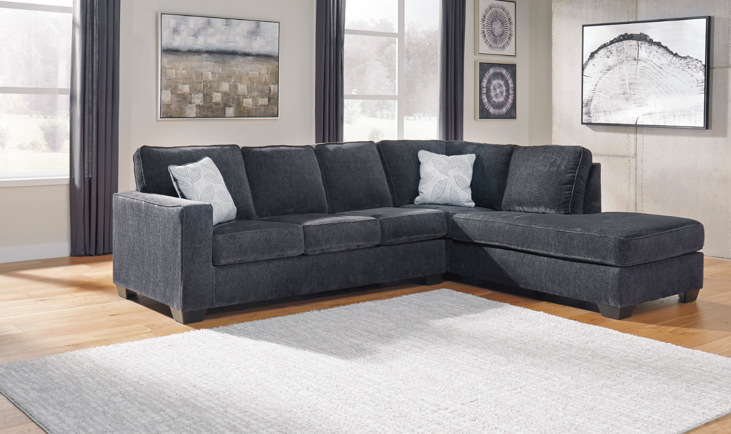 Altari L-shaped Fabric Sectional with Track Arms-Jennifer Furniture 