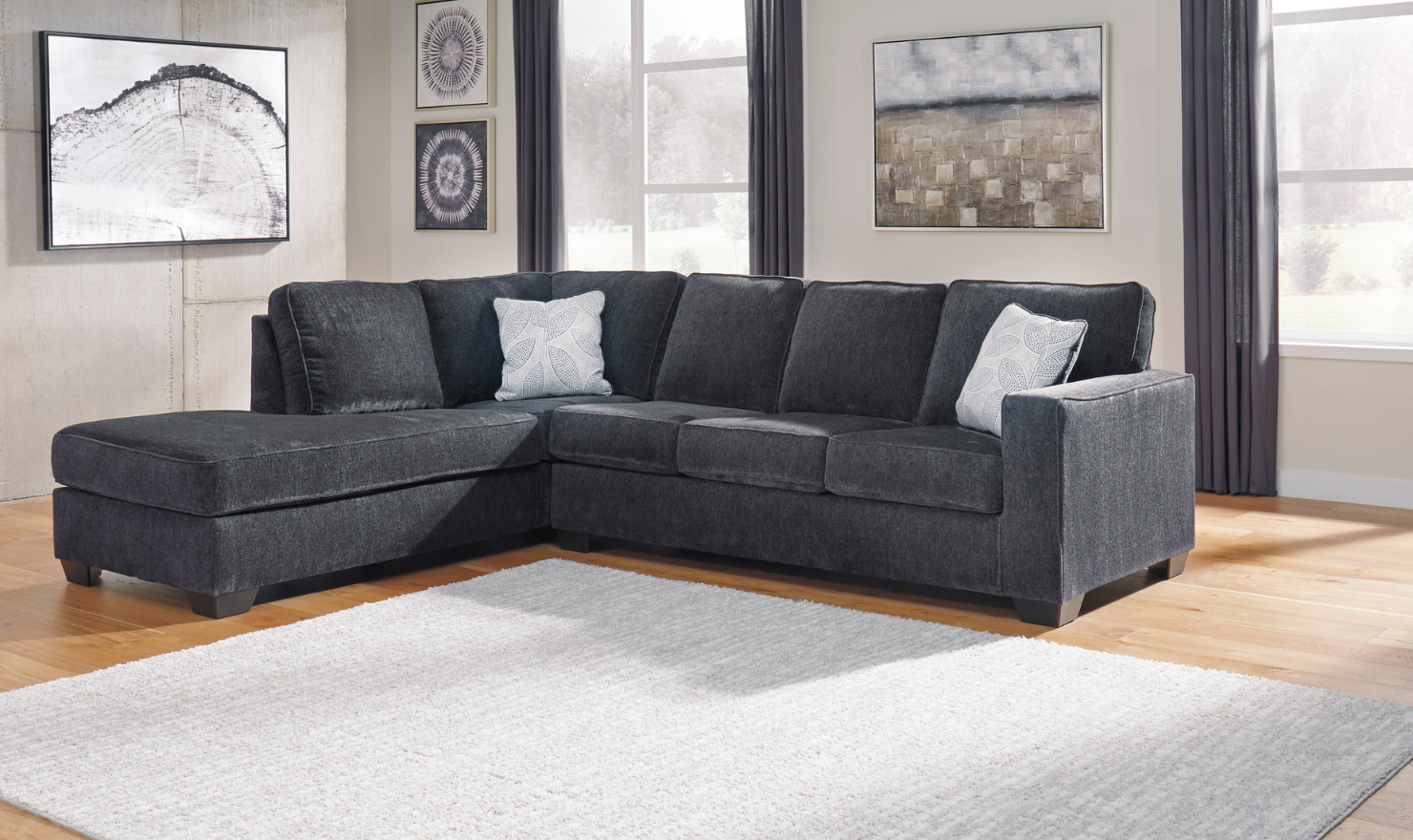 Altari L-shaped Fabric Sectional with Track Arms-Jennifer Furniture 