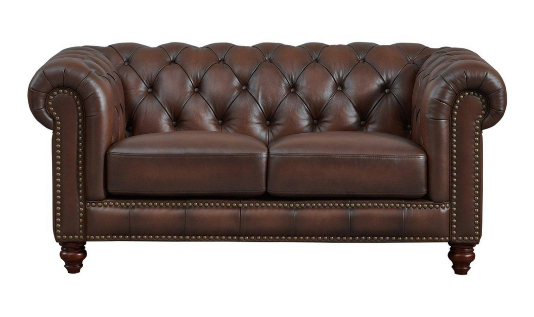 Alton Bay 2-Seater Leather Loveseat With Box Cushions-Jennifer Furniture