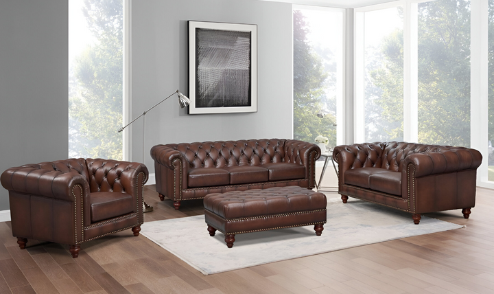 Alton Bay 3-Seater Leather Sofa With Box Cushions-Jennifer Furniture