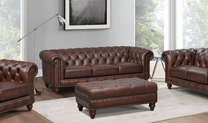 Alton Bay 3-Seater Leather Sofa With Box Cushions-Jennifer Furniture