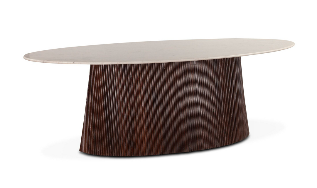 HTD Amalfi 90" Dining Table in Mango Wood with White Marble- Jennifer Furniture