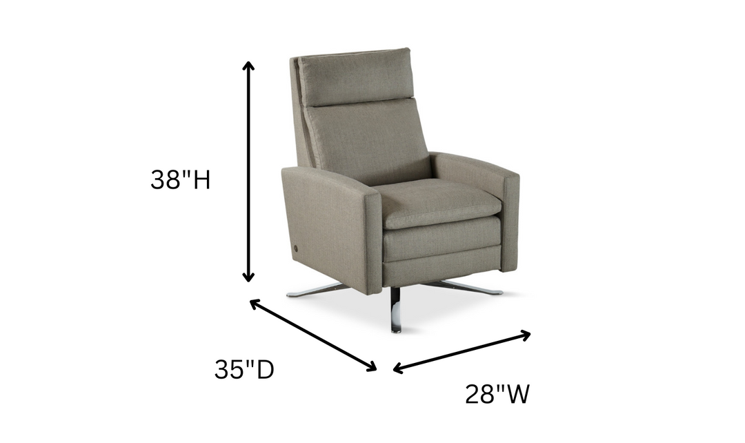 American Leather Simon Gray Swivel Reclining Chair with USB Charging Port