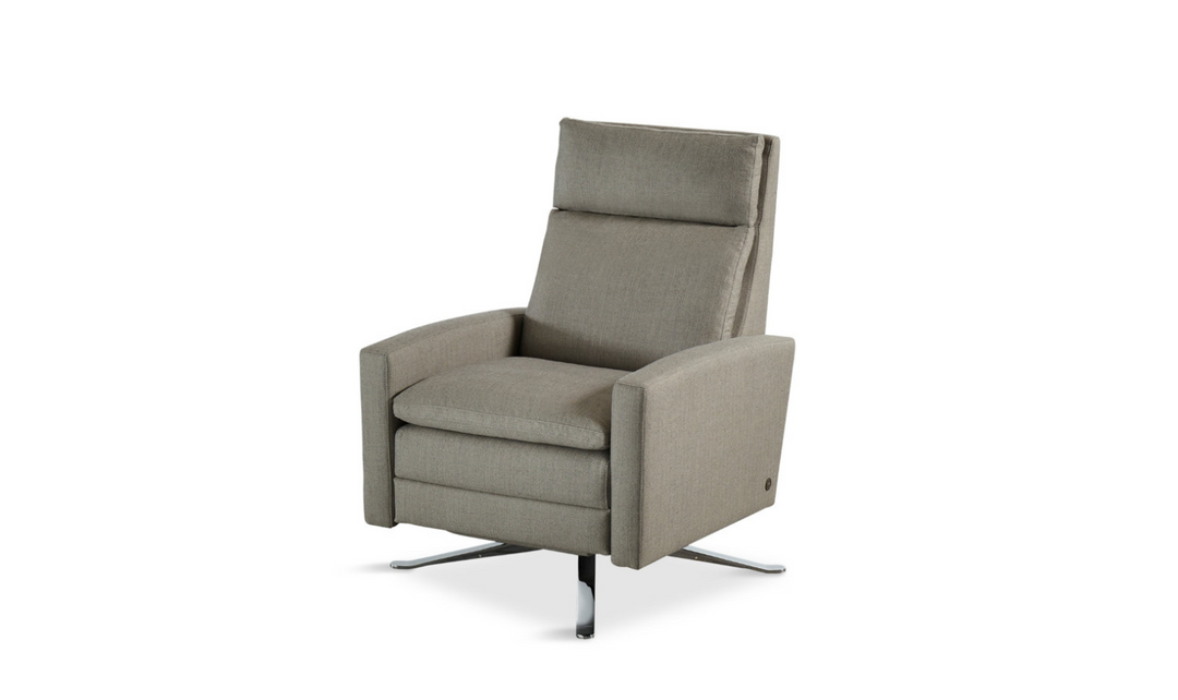 American Leather Simon Gray Swivel Reclining Chair with USB Charging Port