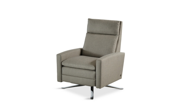 American Leather Simon Gray Swivel Reclining Chair with USB Charging Port