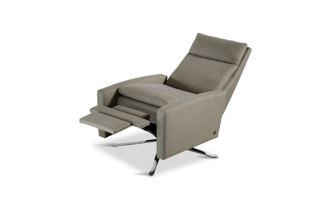 American Leather Simon Gray Swivel Reclining Chair with USB Charging Port