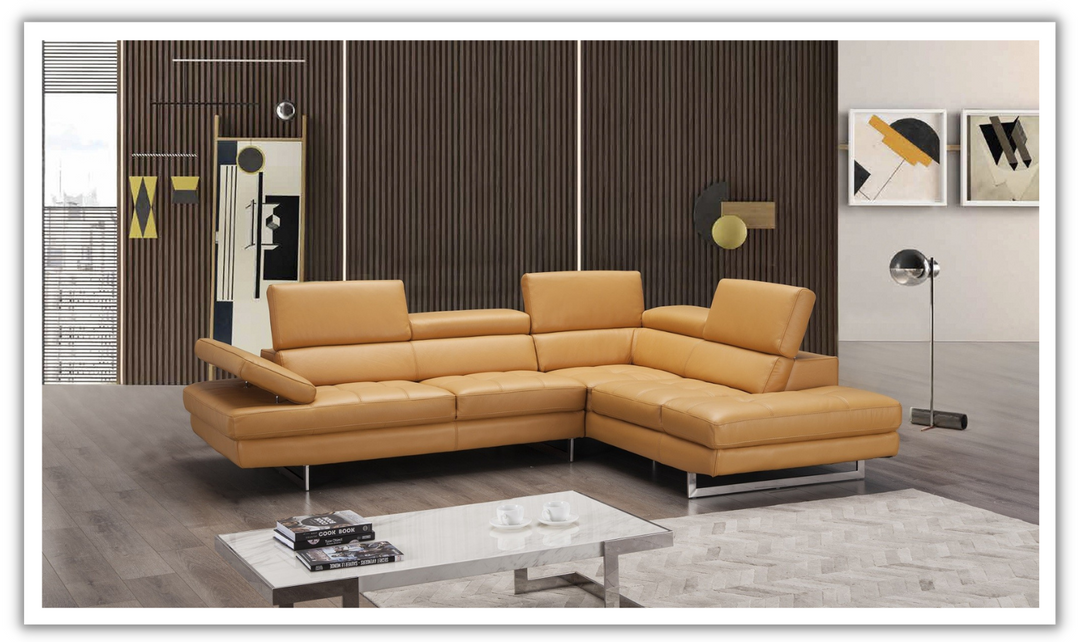 Jennifer Italia Temps Calme 3-Seater Leather Sectional Sofa with Adjustable Headrest