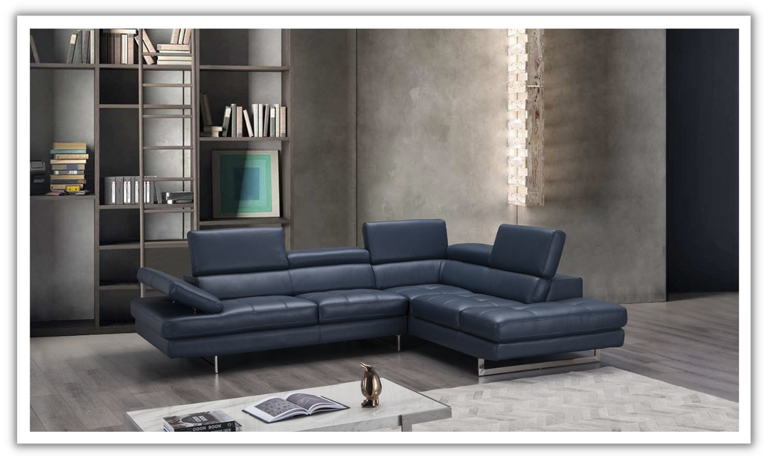 Jennifer Italia Temps Calme 3-Seater Leather Sectional Sofa with Adjustable Headrest