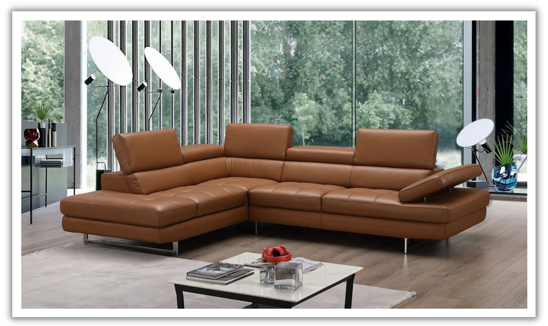 Jennifer Italia Temps Calme 3-Seater Leather Sectional Sofa with Adjustable Headrest