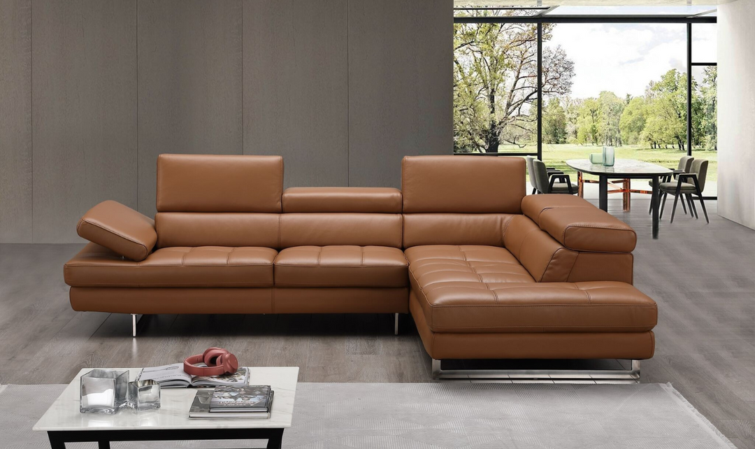 Jennifer Italia Temps Calme 3-Seater Leather Sectional Sofa with Adjustable Headrest