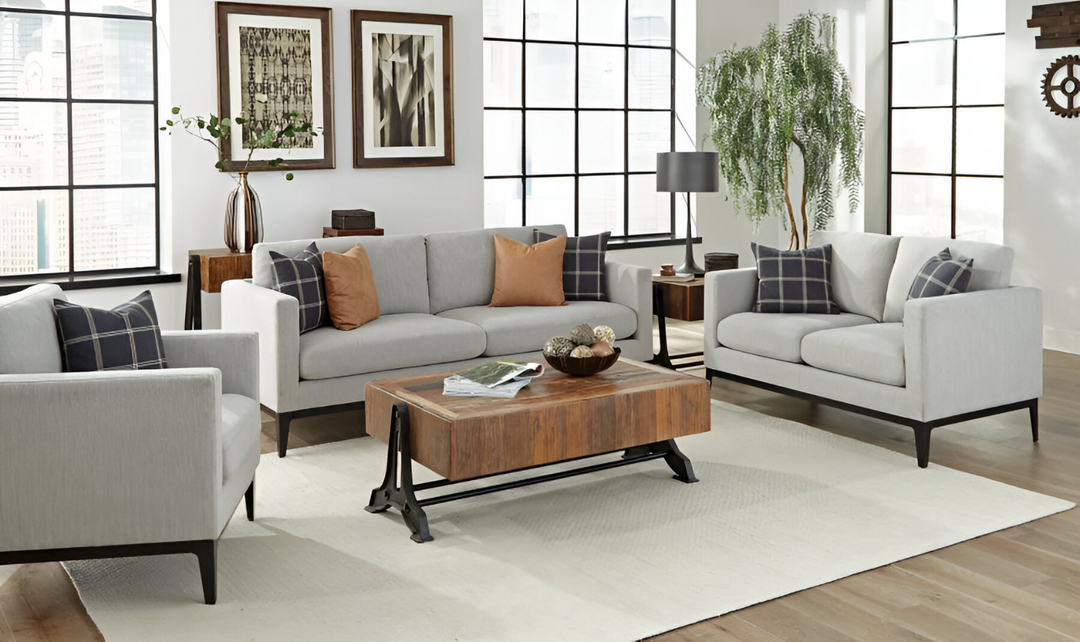 Apperson 3-Seater Fabric Sofa with Track Arms in Gray-Jennifer Furniture