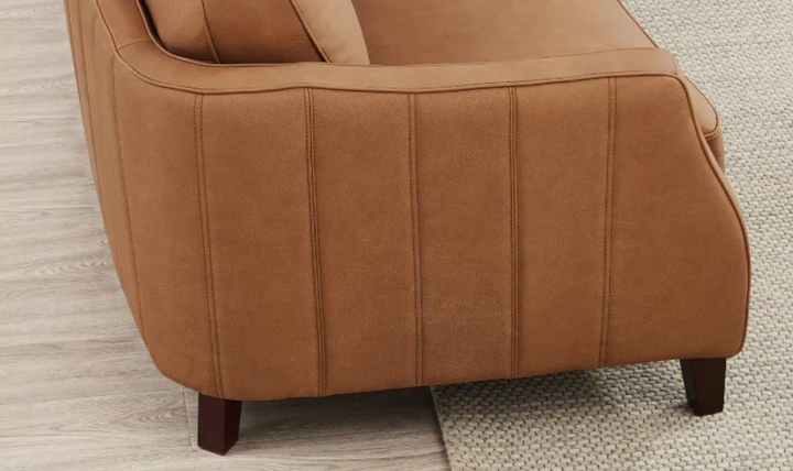 Aria 2-Seater Leather Loveseat In Saddle Brown