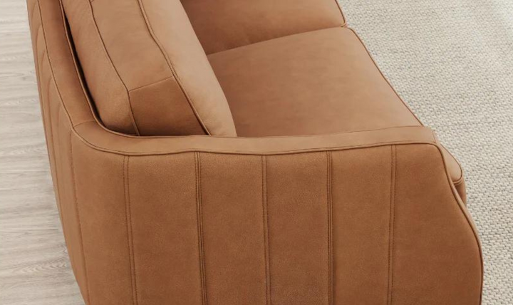 Aria 2-Seater Leather Loveseat In Saddle Brown