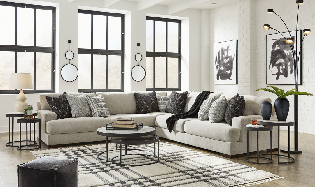 Ashley  Artsie L-Shape Gray Sectional Sofa (3 Pcs/ 4 Pcs)