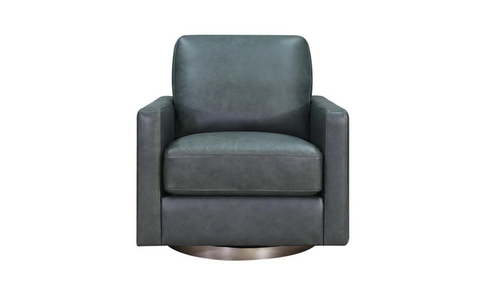 Ashby Leather Swivel Chair with Track Arms