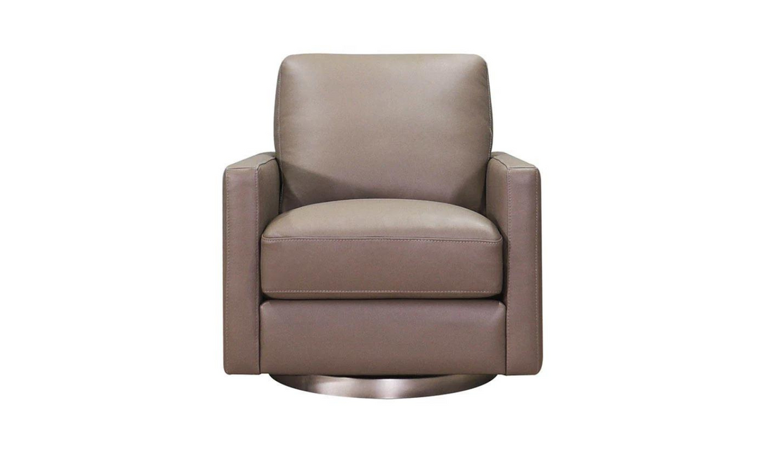 Ashby Leather Swivel Chair with Track Arms