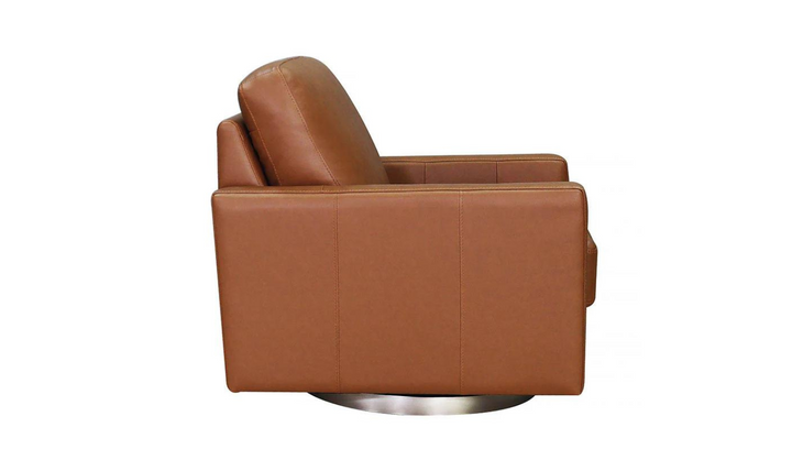 Ashby Leather Swivel Chair with Track Arms