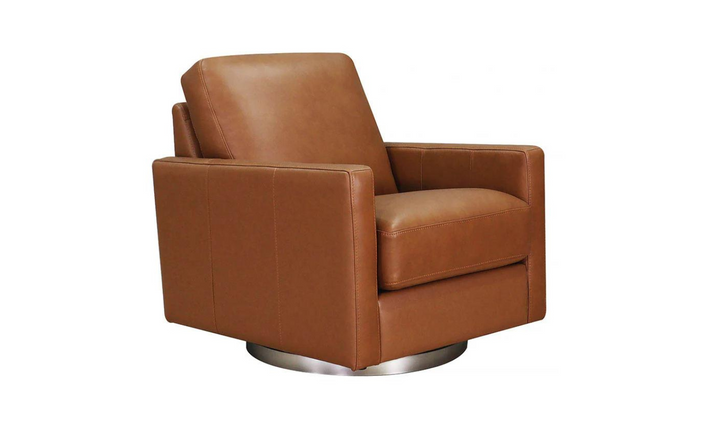 Ashby Leather Swivel Chair with Track Arms