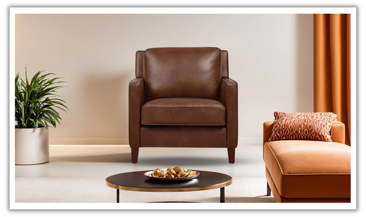 Ashby Leather Chair In Pecan Brown-Jennifer Furniture