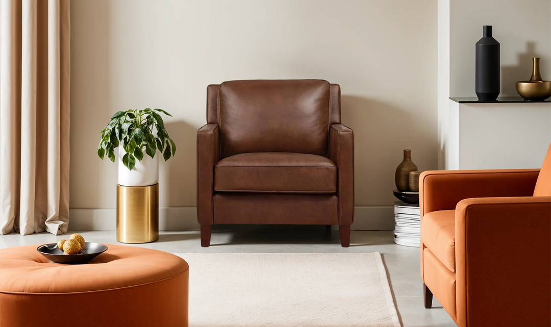 Ashby Leather Chair In Pecan Brown-Jennifer Furniture