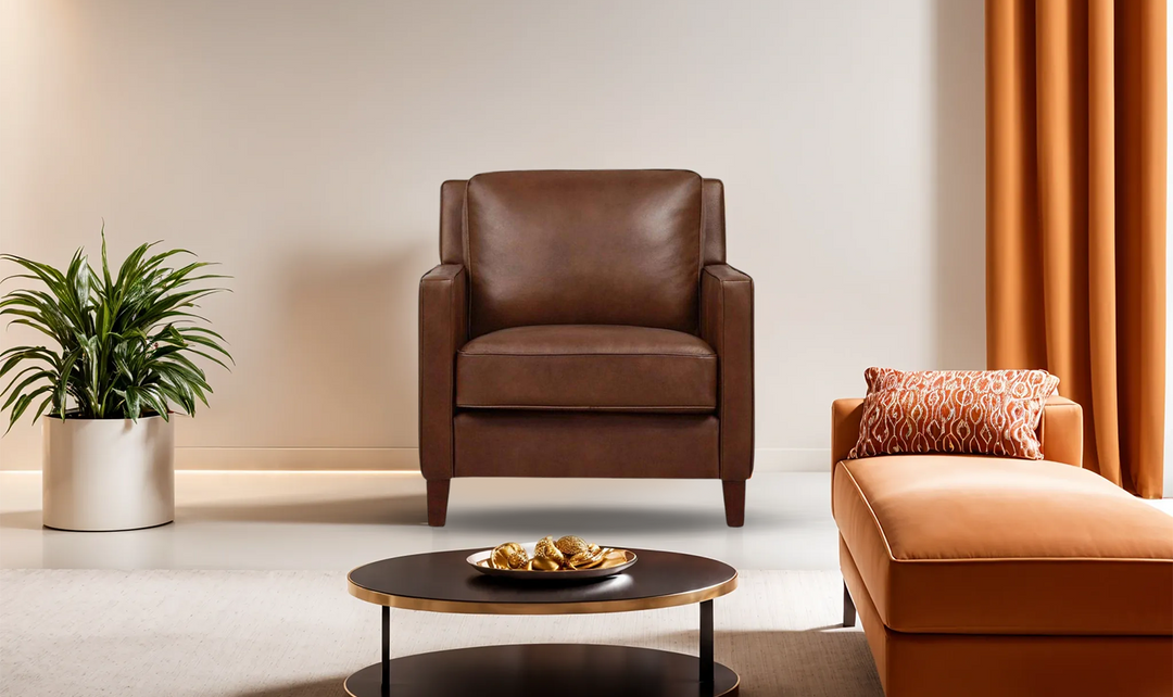 Ashby Leather Chair In Pecan Brown-Jennifer Furniture