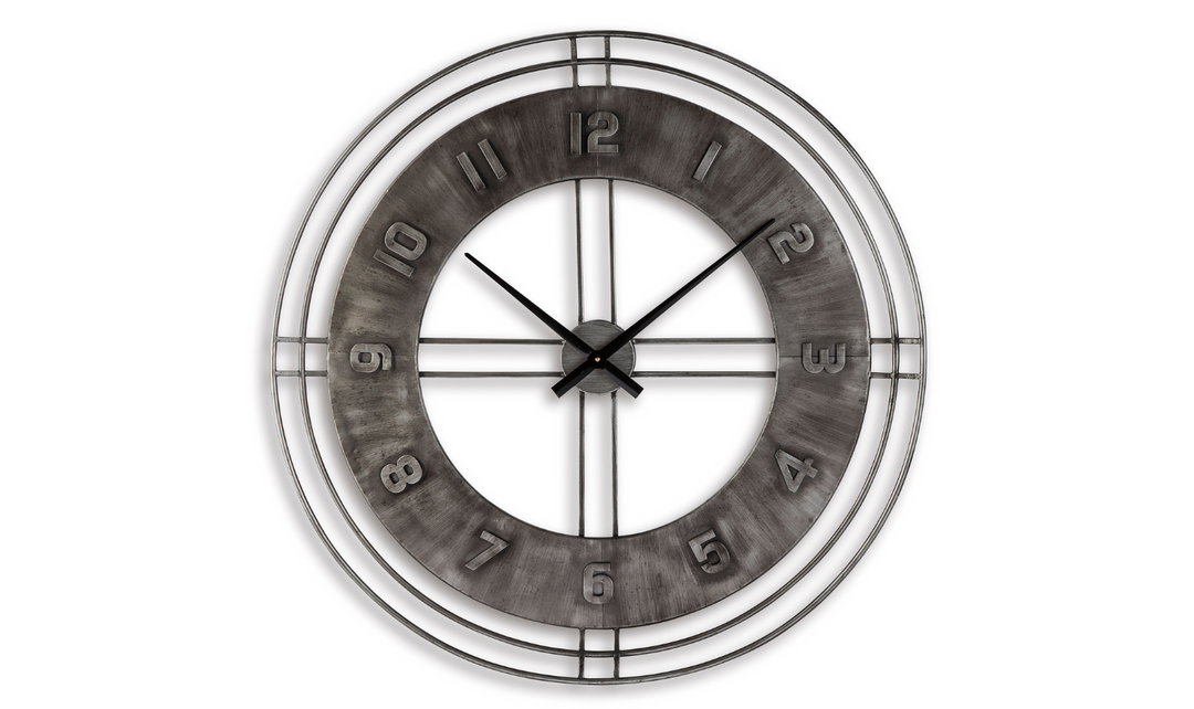 Ashley Ana Sofia Round Wall Clock in Antique Gray-Jennifer Furniture 