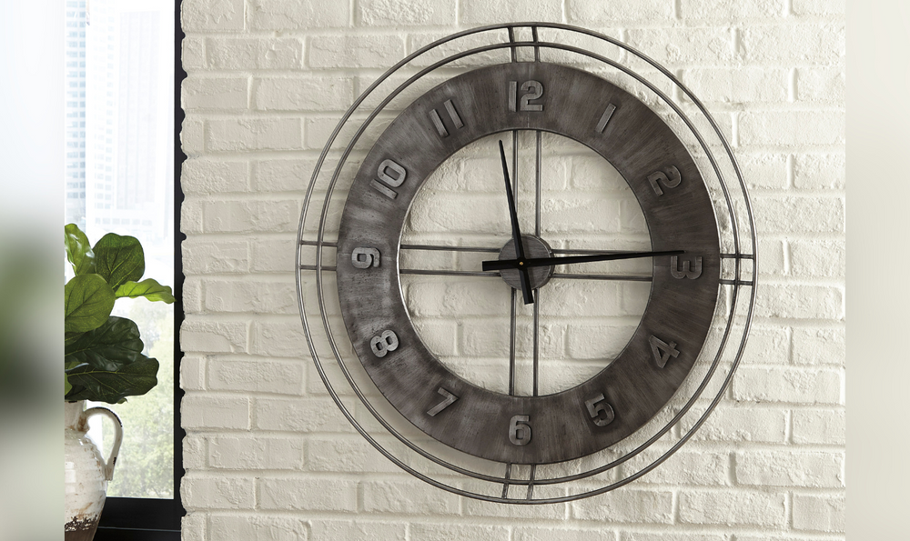 Ashley Ana Sofia Round Wall Clock in Antique Gray-Jennifer Furniture 