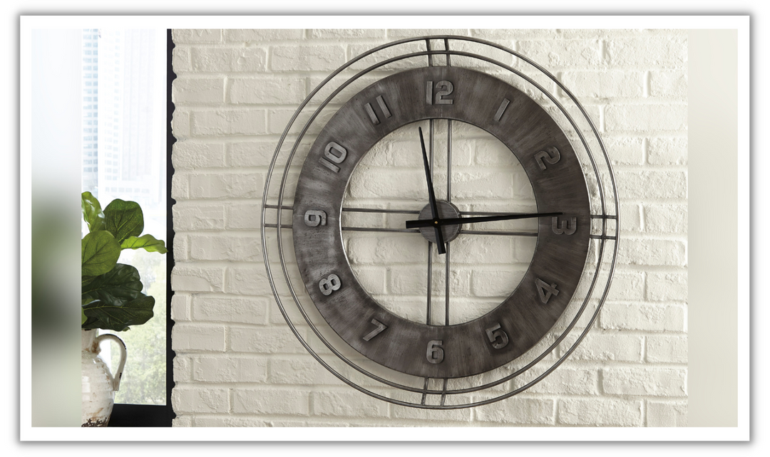 Ashley Ana Sofia Round Wall Clock in Antique Gray-Jennifer Furniture 