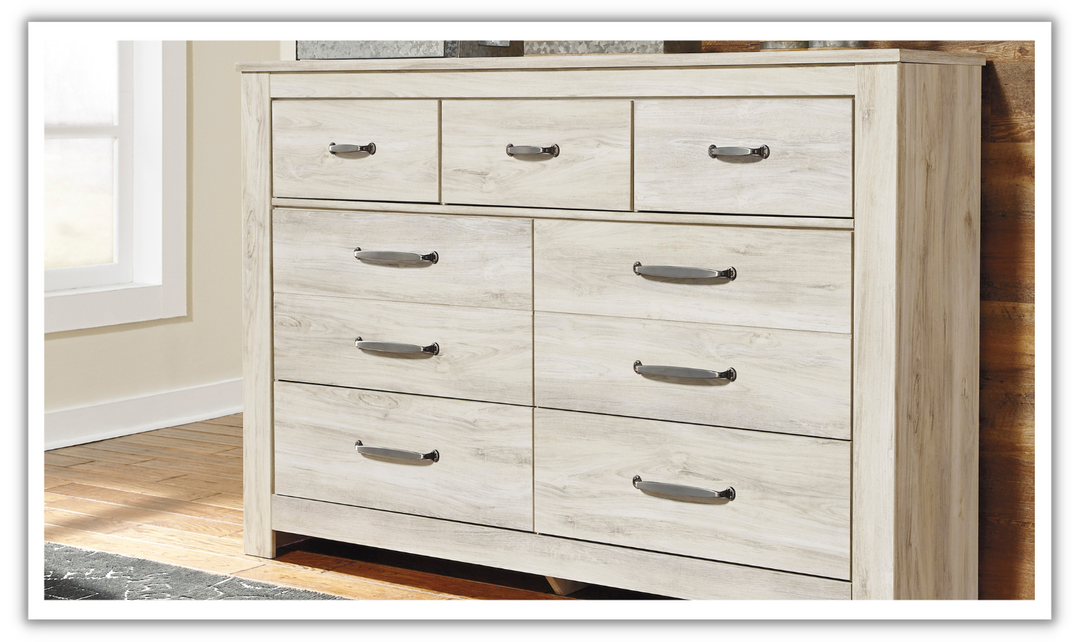 Ashley Bellaby 7 Drawer Bedroom Dresser in Whitewash-Jennifer Furniture