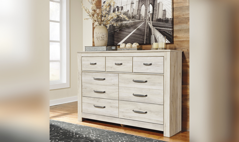 Ashley Bellaby 7 Drawer Bedroom Dresser in Whitewash-Jennifer Furniture