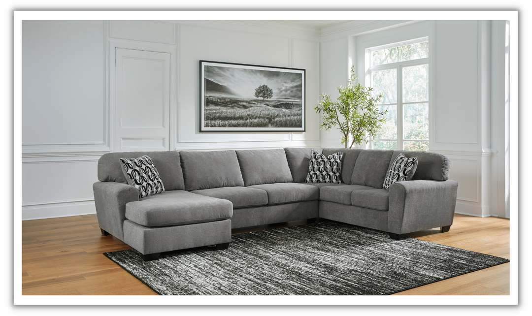 Ashley Birkdale Court U-Shape 3-Piece Gray Fabric Sectional with Chaise-Jennifer Furniture