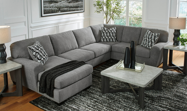 Ashley Birkdale Court U-Shape 3-Piece Gray Fabric Sectional with Chaise-Jennifer Furniture