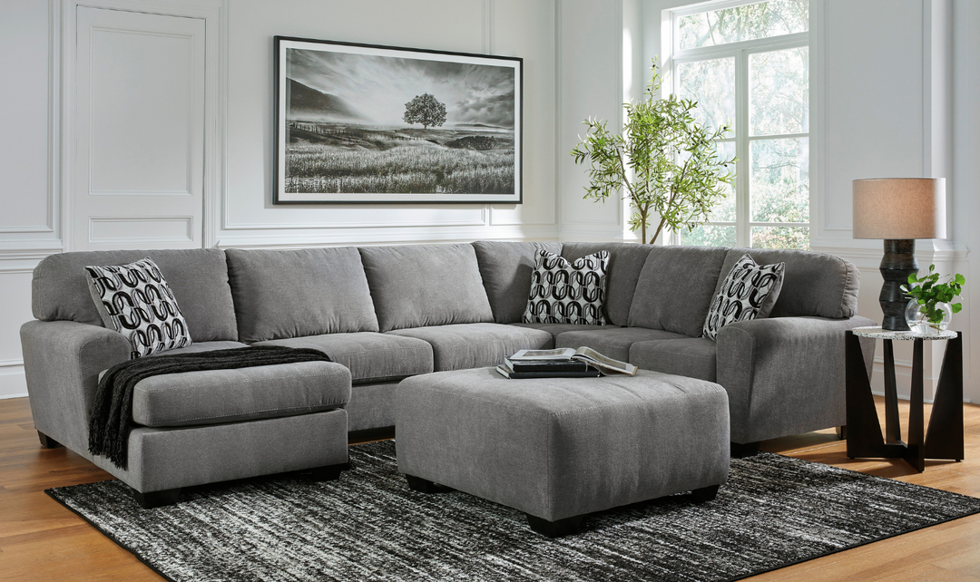 Ashley Birkdale Court U-Shape 3-Piece Gray Fabric Sectional with Chaise-Jennifer Furniture