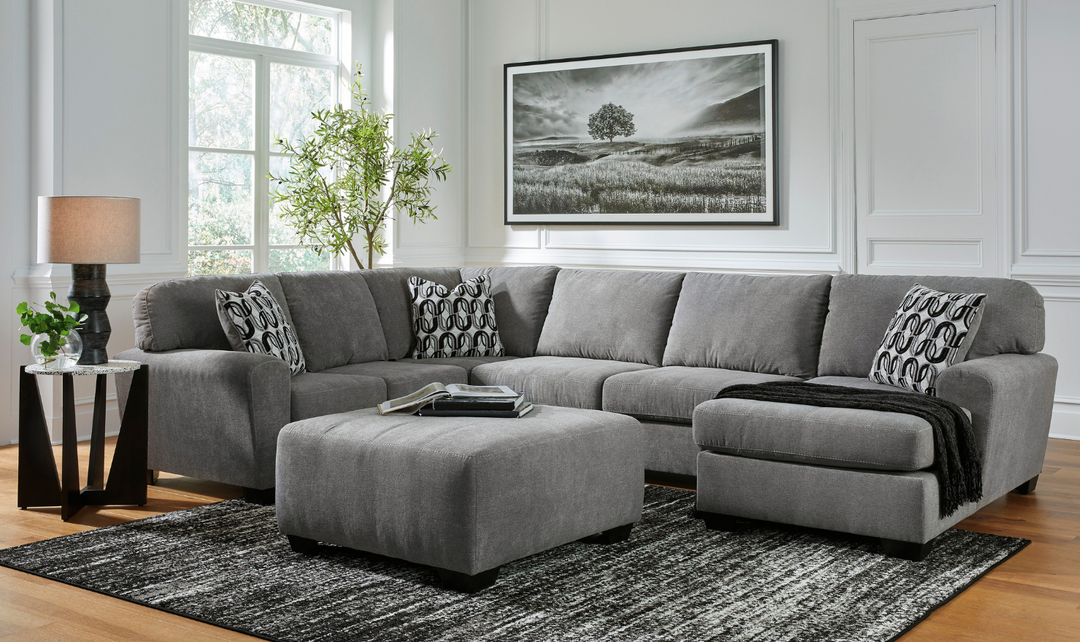 Ashley Birkdale Court U-Shape 3-Piece Gray Fabric Sectional with Chaise-Jennifer Furniture