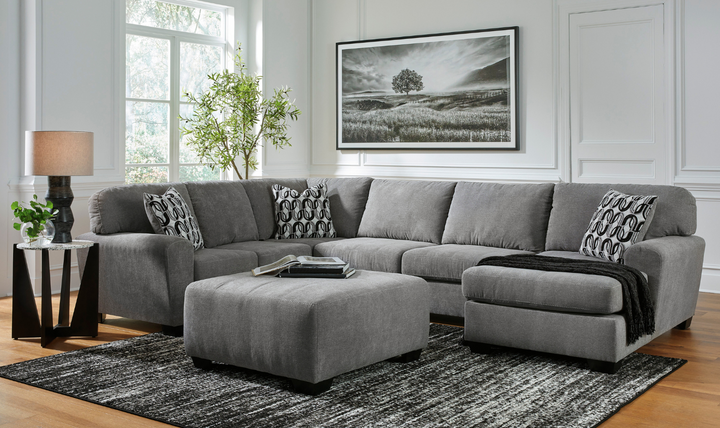 Ashley Birkdale Court U-Shape 3-Piece Gray Fabric Sectional with Chaise-Jennifer Furniture