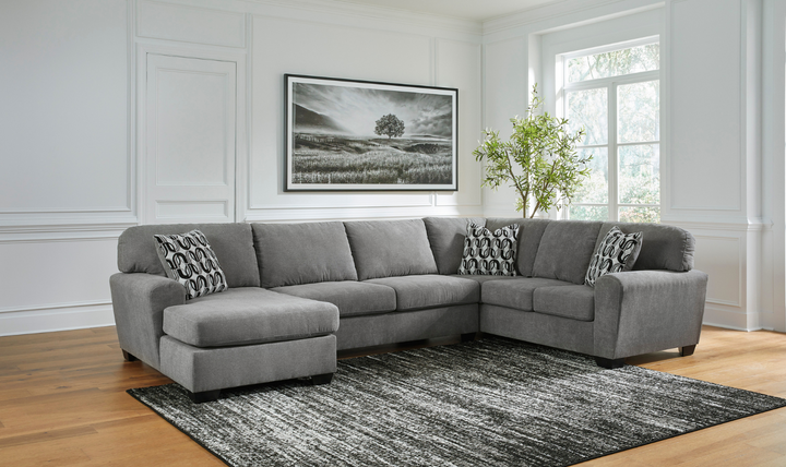 Ashley Birkdale Court U-Shape 3-Piece Gray Fabric Sectional with Chaise-Jennifer Furniture