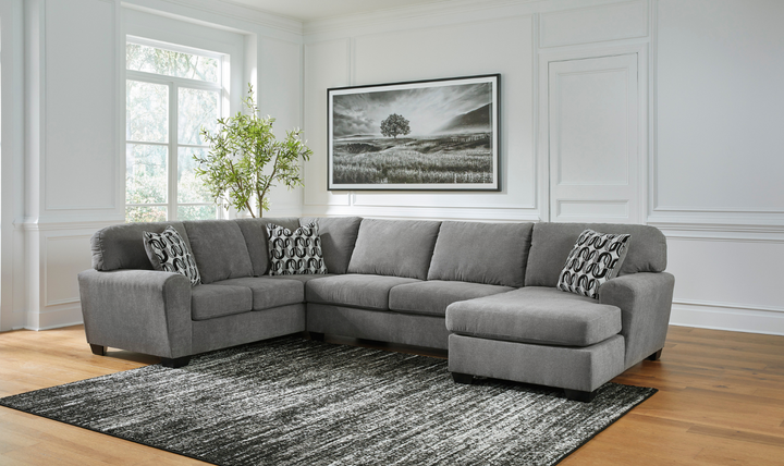 Ashley Birkdale Court U-Shape 3-Piece Gray Fabric Sectional with Chaise-Jennifer Furniture