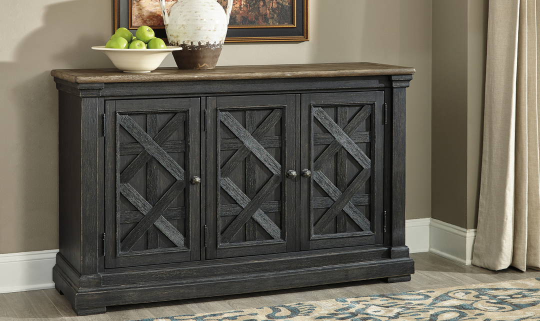 Ashley Bolanburg 3 Doors Server with Weathered Oak Top Finish-Jennifer Furniture