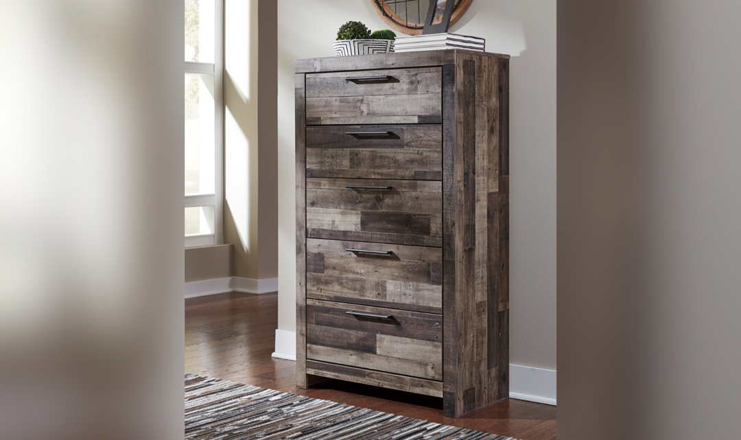 Ashley Derek 5 Drawer Multi Gray Chest-Jennifer Furniture 