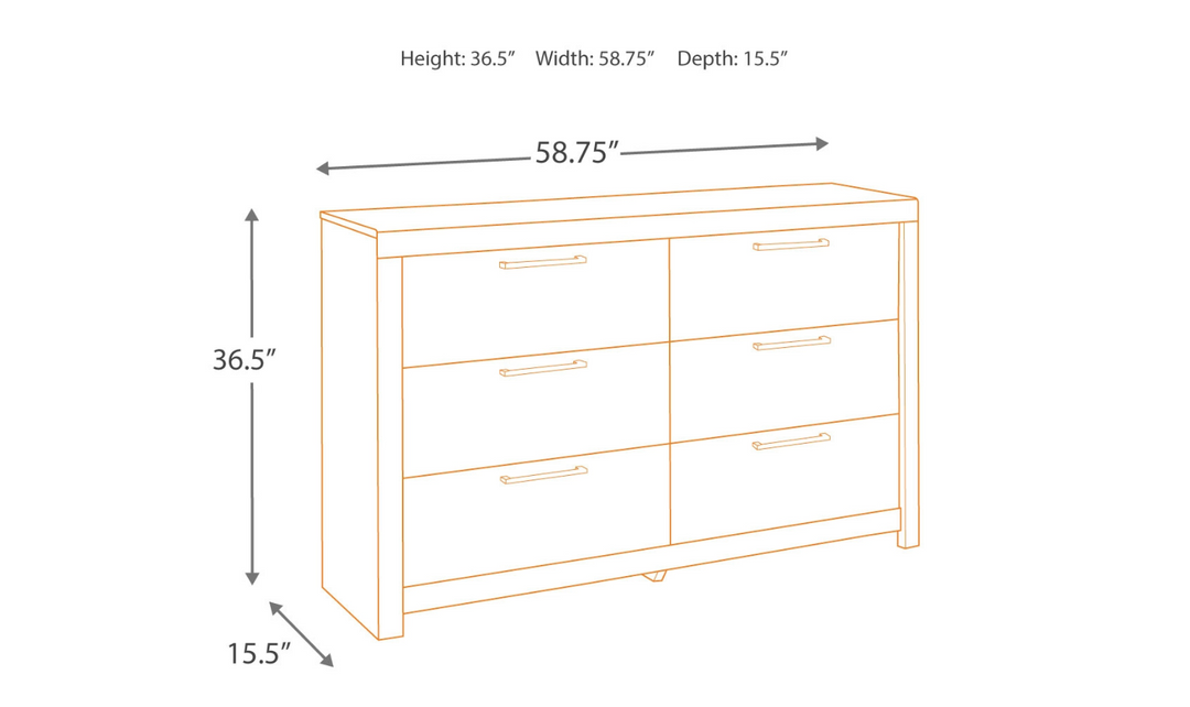 Modern Heritage Derek 6 Drawer Multi Gray Dresser