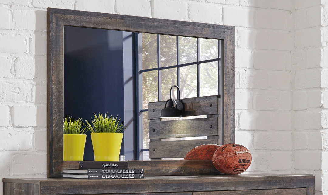 Ashley Drystan Mirror in Brown Rustic  Frame Finish-Jennifer Furniture