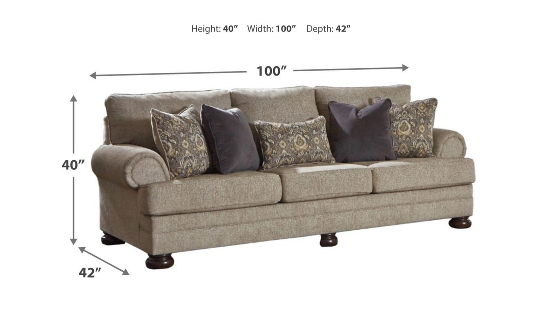 Ashley  Kananwood 3-Seater Oatmeal Fabric Sofa-Jennifer Furniture