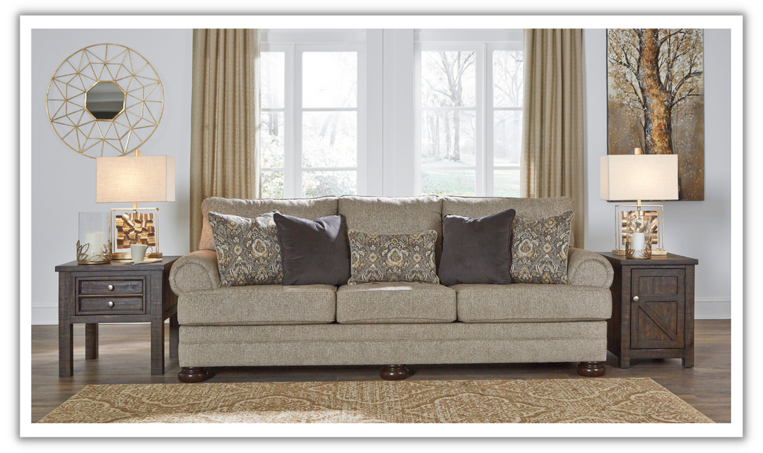 Ashley  Kananwood 3-Seater Oatmeal Fabric Sofa-Jennifer Furniture