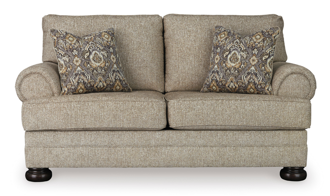 Ashley  Kananwood Oatmeal Fabric Loveseat with Rolled Arms-Jennifer Furniture