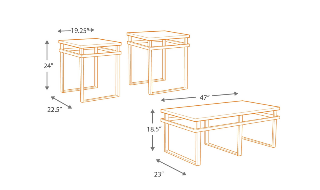 Ashley Laney Coffee Table Set with Black Glass Top-Jennifer Furniture