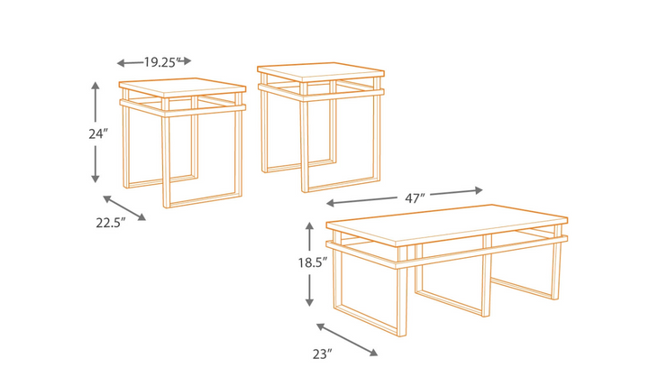 Ashley Laney Coffee Table Set with Black Glass Top-Jennifer Furniture