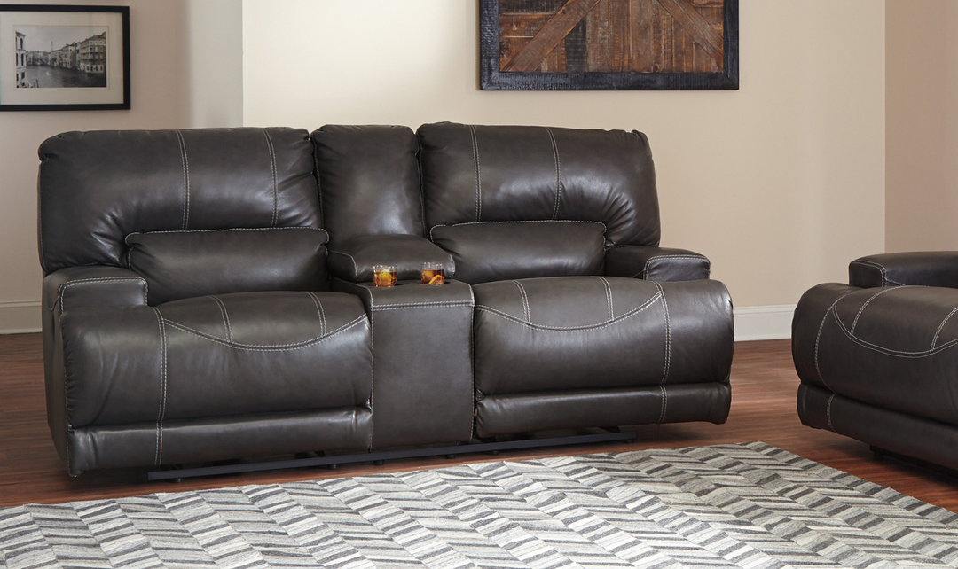 Ashley McCaskill Power Reclining Loveseat with Console-Jennifer Furniture 