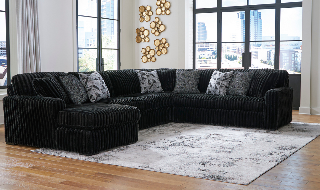 Modern Heritage Midnight-Madness U-Shape 4-Pieces Sectional Sofa with Chaise